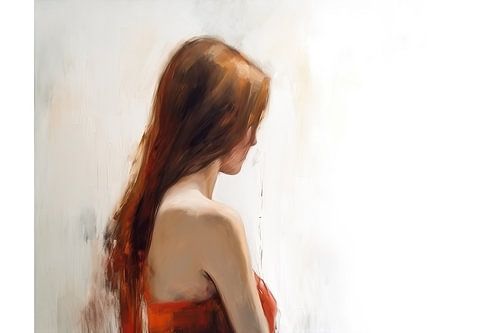 Tussen Licht en Schaduw - Schilderij Vrouw