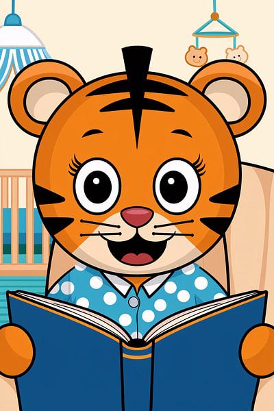 Tiger reads happy book by Art & Soul Creations