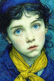 Porträt in Gelb und Blau von Egon Zitter