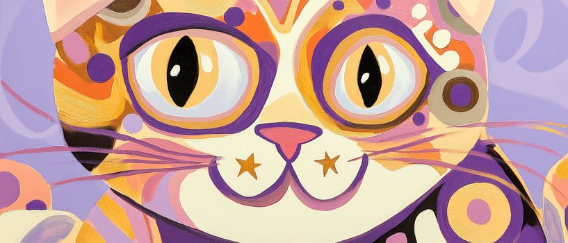 Bunte Träume – verspielte Katze  Katzenglück in Farbexplosi von Poster Art Shop