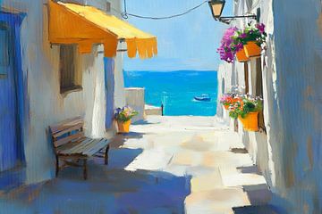 Route côtière bleue fleurie sur Poster Art Shop