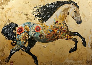 Gouden Paarden Schilderij van De Mooiste Kunst