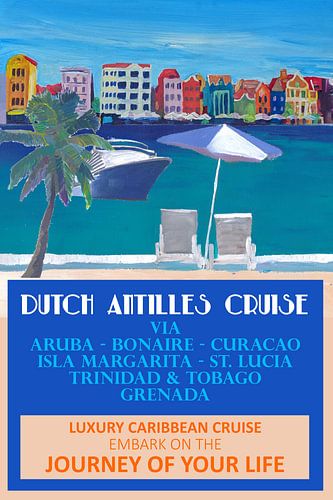 Niederländische Antillen Kreuzfahrt Retro Reise Poster