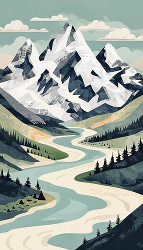Majestueuze bergtoppen: een organisch, modern landschap
