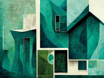 Abstraktes Aquahaus Haus von Color Square