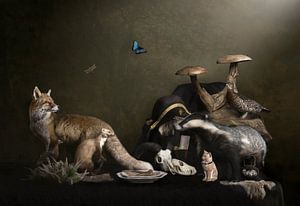 Nature morte de chasse avec divers animaux "Nature morte royale sur Flower artist Sander van Laar