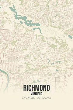 Carte ancienne de Richmond (Virginie), Etats-Unis. sur Rezona