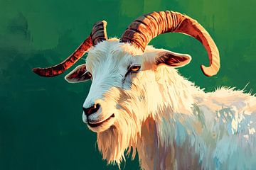 Goat with orange horn by Art & Soul Creations