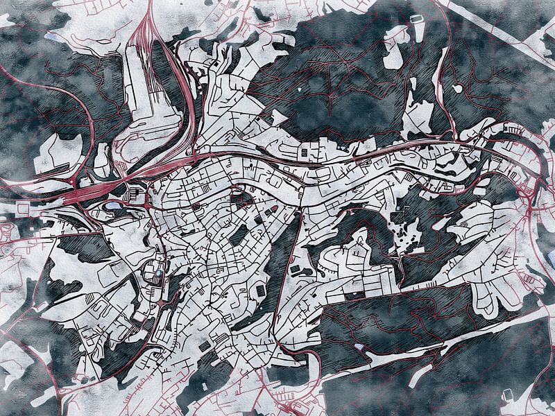 Map of Neunkirchen (Saar) with the style 'White Winter' by Maporia