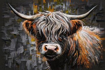 Expressieve Blik van een Kleurrijke Schotse Hooglander van De Muurdecoratie