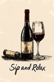 Stilvolle Flasche und Glas Wein von Imperial Art House