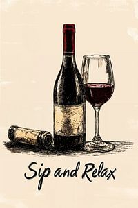 Stilvolle Flasche und Glas Wein