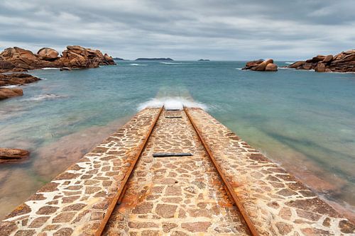 Boat ramp at Ploumanach in Brittany, France