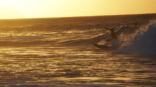 Le surfeur au coucher du soleil