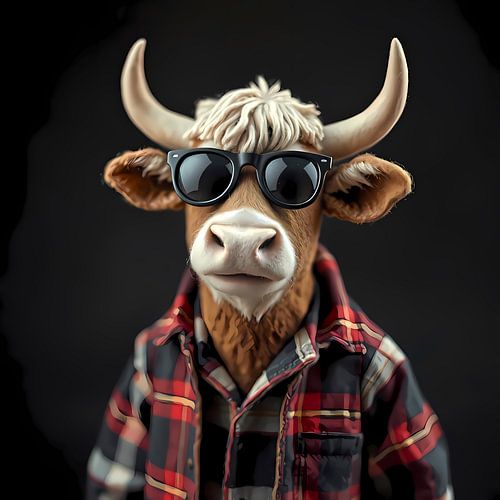 Grappige hooglander met houthakkers blouse