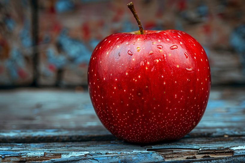 Roter Apfel mit Tautropfen bedeckt von Art & Soul Creations