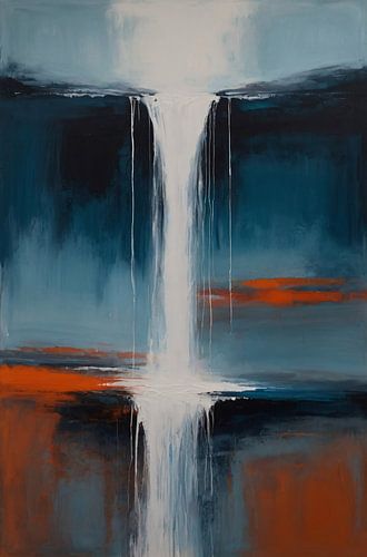Chute d'eau abstraite avec orange et bleu