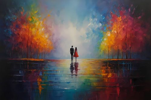 Reflecties van Liefde in Kleurrijk Bos