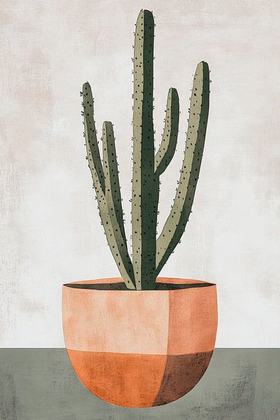 Grüner Wächter – Kaktus im Topf von Poster Art Shop