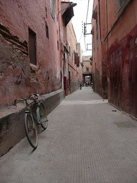 Straatje in de buitenwijk van Marrakesh in Marokko. van Gonnie van de Schans