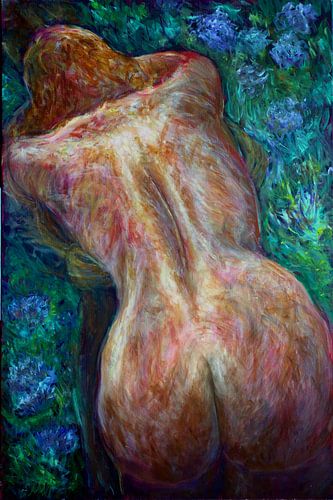 female nude in the flower bed