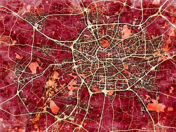 Map of Rennes with the style 'Amber Autumn' by Maporia