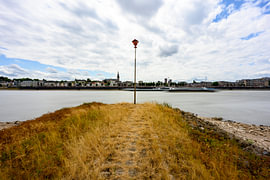 A view of Nijmegen’s skyline with the River Waal in the foreground, taken from a groyne by Maerten Prins