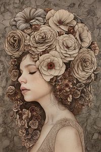 Frau mit blumigem Haar