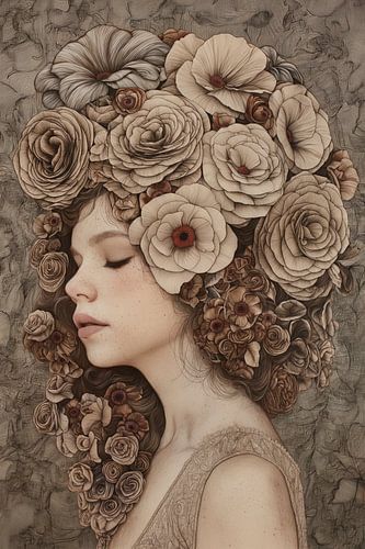 Vrouw met bloemenhaar