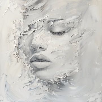 Mysterieuze vrouw abstract wit van TheXclusive Art