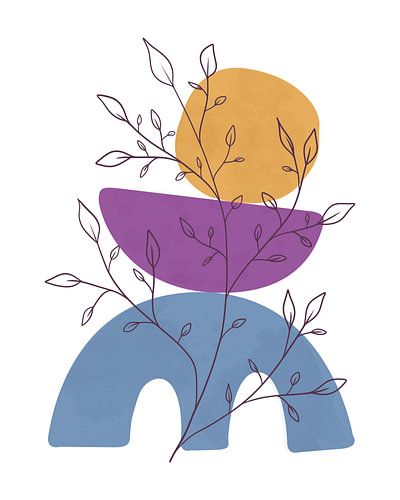 Minimalistisch landschap in vrolijke kleuren