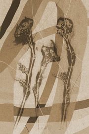 Organische Formen und Blumen.  Moderne abstrakte botanische geometrische Kunst in Beige und Braun von Dina Dankers