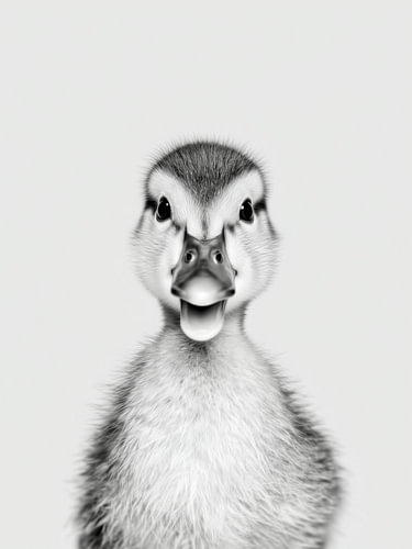 Entenküken – Tierkunst in Schwarzweiß