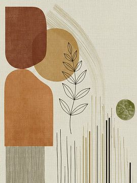 WabiSabi/Japandi Art: Organisch abstract in aarde tinten van Studio Pieternel