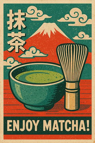 Retro Matcha Poster – Vintage Japanese Tea Wall Art