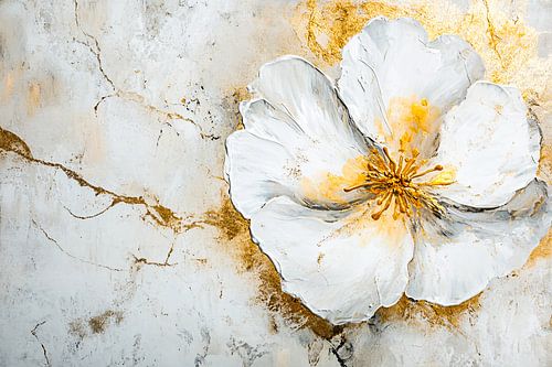 Fleur blanche abstraite avec or