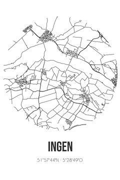 Ingen (Gelderland) | Landkaart | Zwart-wit van MijnStadsPoster