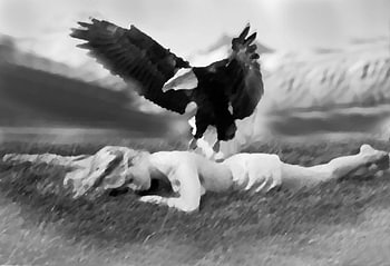 meisje met zee arend-girl with sea eagle-fille avec l?aigle de mer-Mädchen mit Seeadler