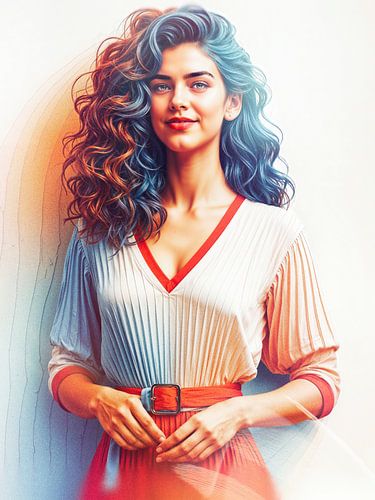 Jeune femme en robe sur Digital Art Nederland