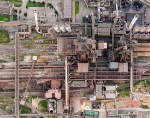 Panoramic view of Thyssenkrupp steelworks and the Rhine River in Duisburg