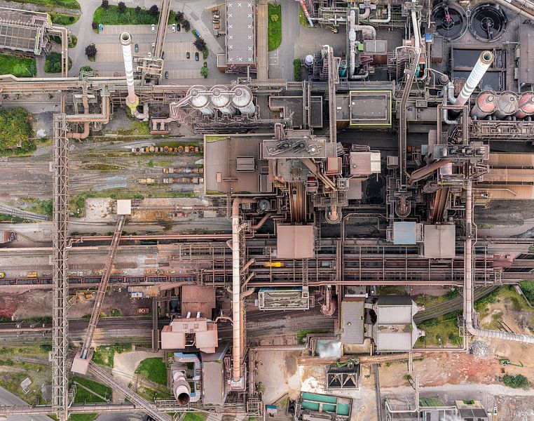 Panoramic view of Thyssenkrupp steelworks and the Rhine River in Duisburg by Jeroen Kleiberg