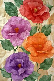 Kunstvolle Gestaltung mit bunten Blumen von Art & Soul Creations