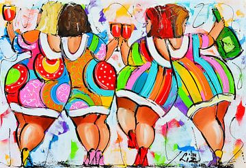 Four Ladies by Vrolijk Schilderij