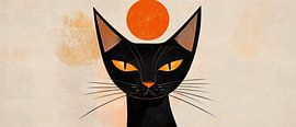 Zwarte kat ontwaakt voor de zon van Poster Art Shop