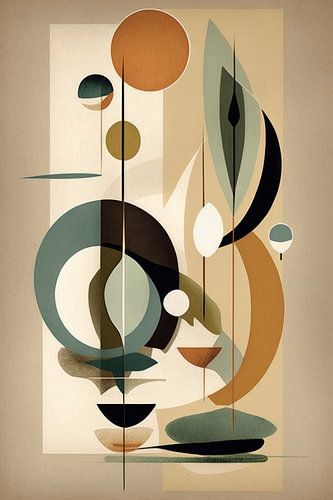 Bruin abstract schilderij