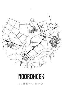 Noordhoek (Noord-Brabant) | Karte | Schwarz und Weiß von Rezona