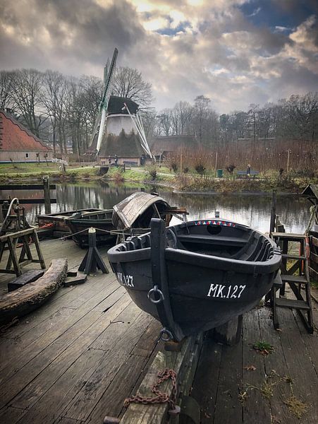 Old Dutch shipyard with mill by Lein Kaland