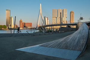 Die Erasmus-Brücke in Rotterdam bei Sonnenuntergang