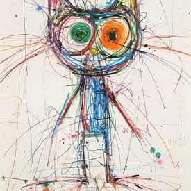 Kleurrijke Kat - Vrolijke Illustratie van Peter Pen tekeningen en schilderijen