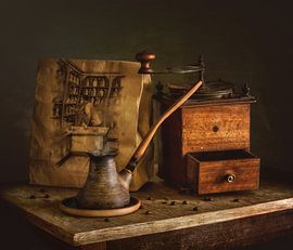 Still life with an old coffee grinder by Mykhailo Sherman
